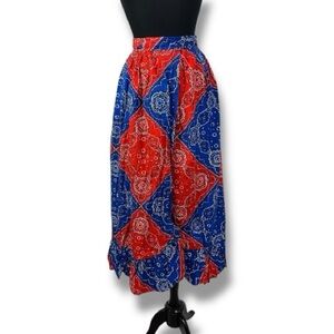 Vintage Tommies Red and Blue Bandana Wrap Skirt Size P